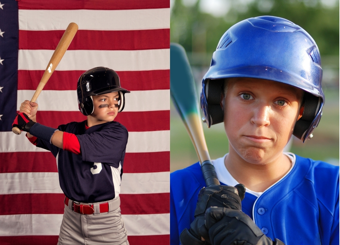 Man holding a wooden baseball bat preparing to swing in self