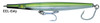 Super Strike Super "N" Fish 5 inch 1.7 oz Sinking Needlefish surf plug with heavy-duty VMC treble hooks and high-density plastic body for striped bass fishing. Eely Green