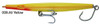 Super Strike Super "N" Fish 6 inch 2 3/8oz Sinking Needlefish surf plug with black eyes, treble hooks, and through-wire construction for striped bass fishing All Yellow