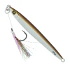Hogy 6 inch 6.5 oz Sand Eel metal jig with pre-rigged teaser assist hook on white background olive