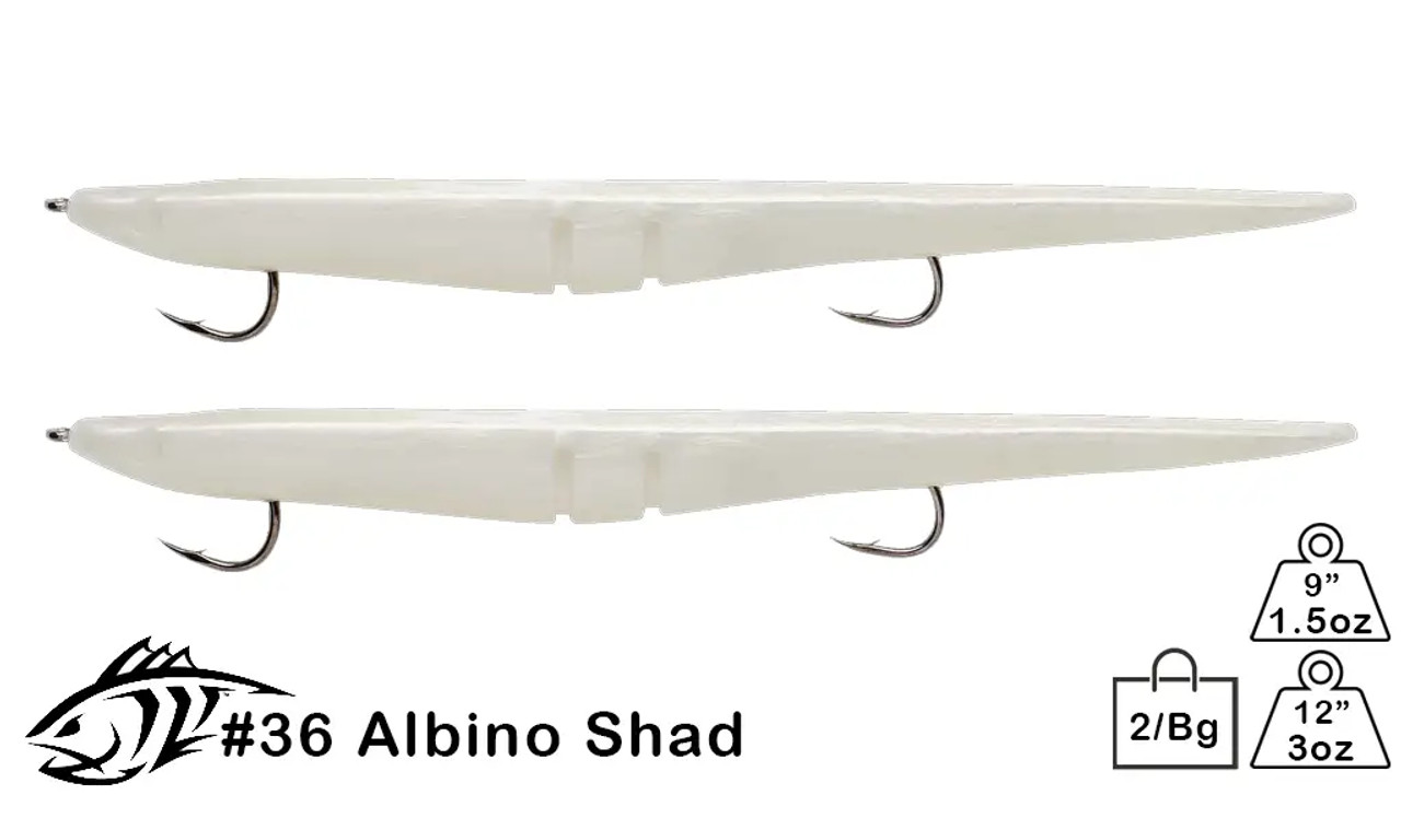 Lunker City Rigged Sluggo Albino Shad Pearl White 9