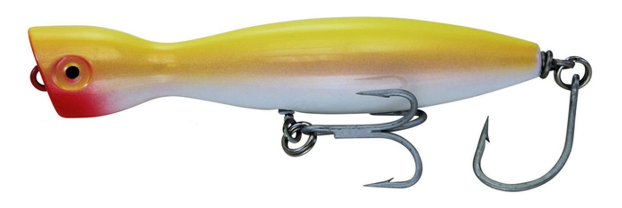 Super Strike Lures Little Neck Popper Yellow White Sink 4.25" 1.5oz