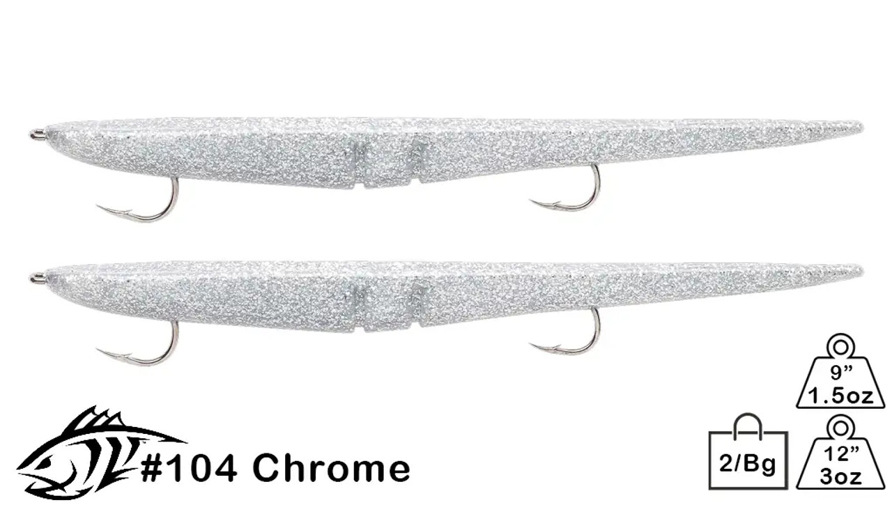 Lunker City Tandem Rigged Sluggo Chrome 12" 2 Tails