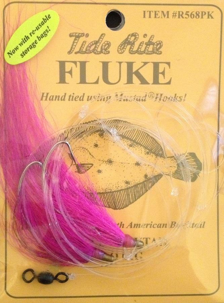 Tide Rite Fluke Flounder Hook Rig Setup R568 Hi-Lo Double Bucktail Pink