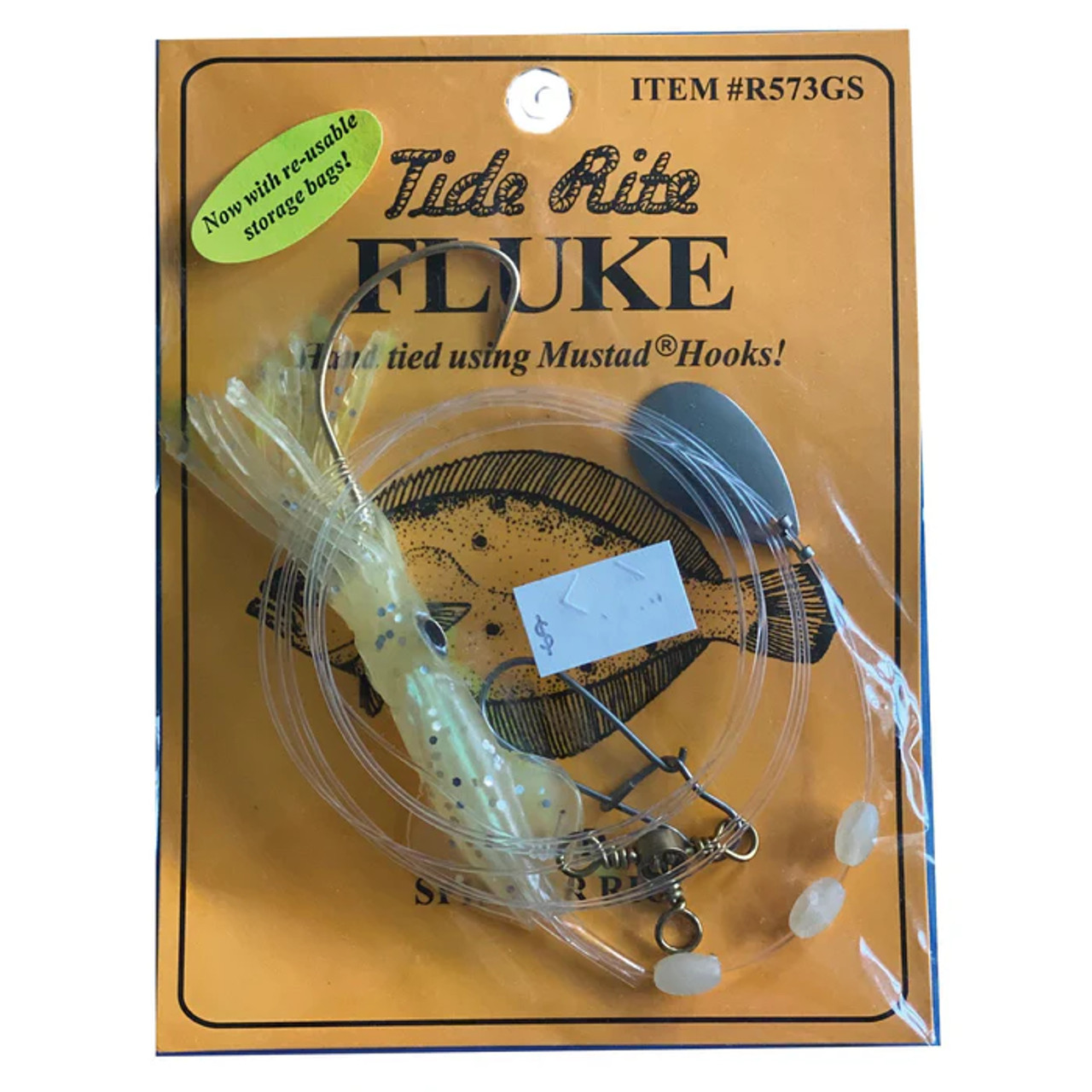 Tide Rite Fluke Flounder Hook Rig Setup R573 Jumbo Squid Spinner Glow