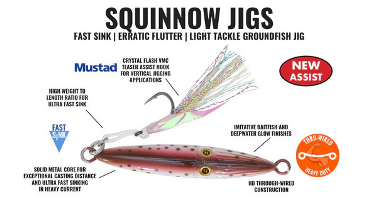 Hogy Lures Squinnow Jig 4.5 Inch 4.5 Ounce Green Mack Glow