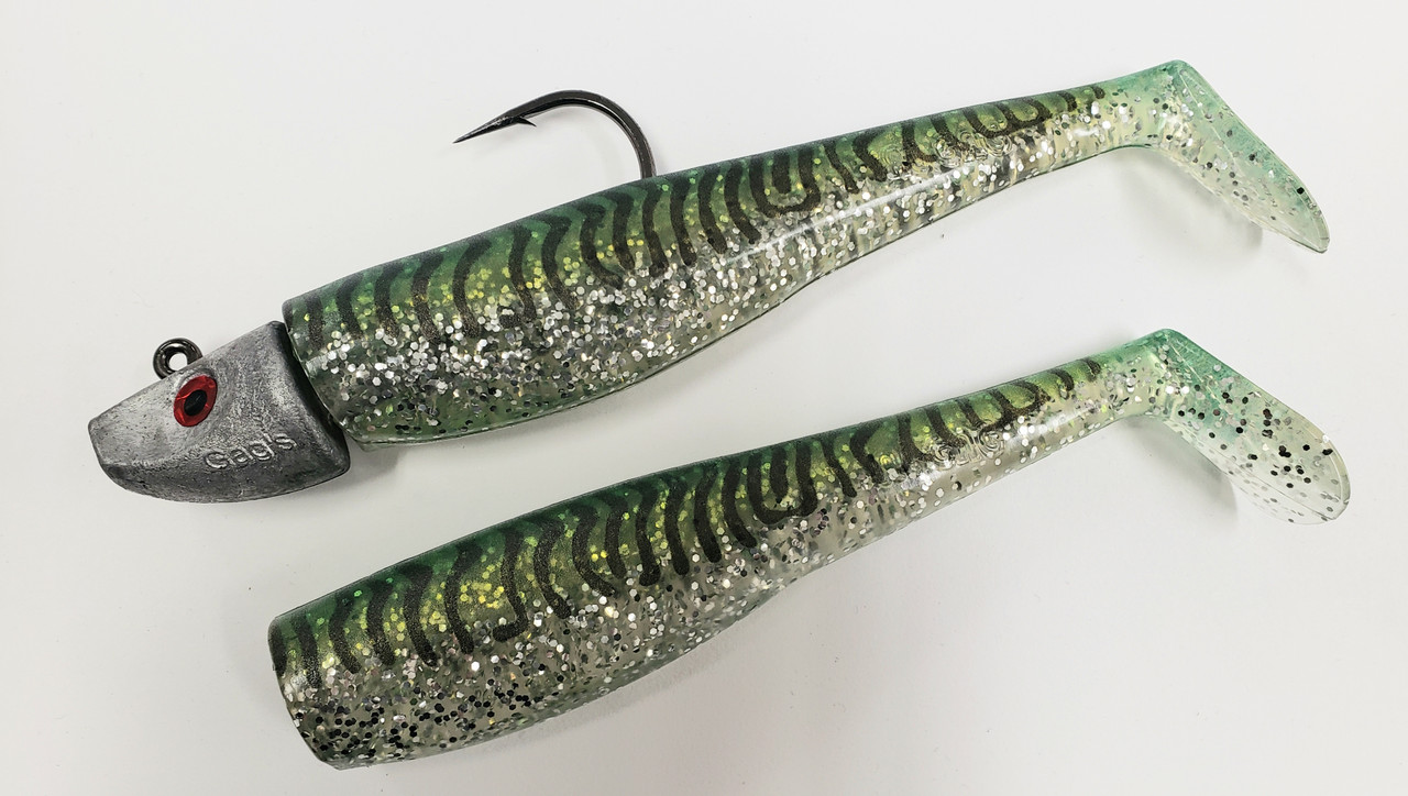 Al Gags Whip It Fish Green Mackerel 6" 4oz (1 Head / 2 Tails)