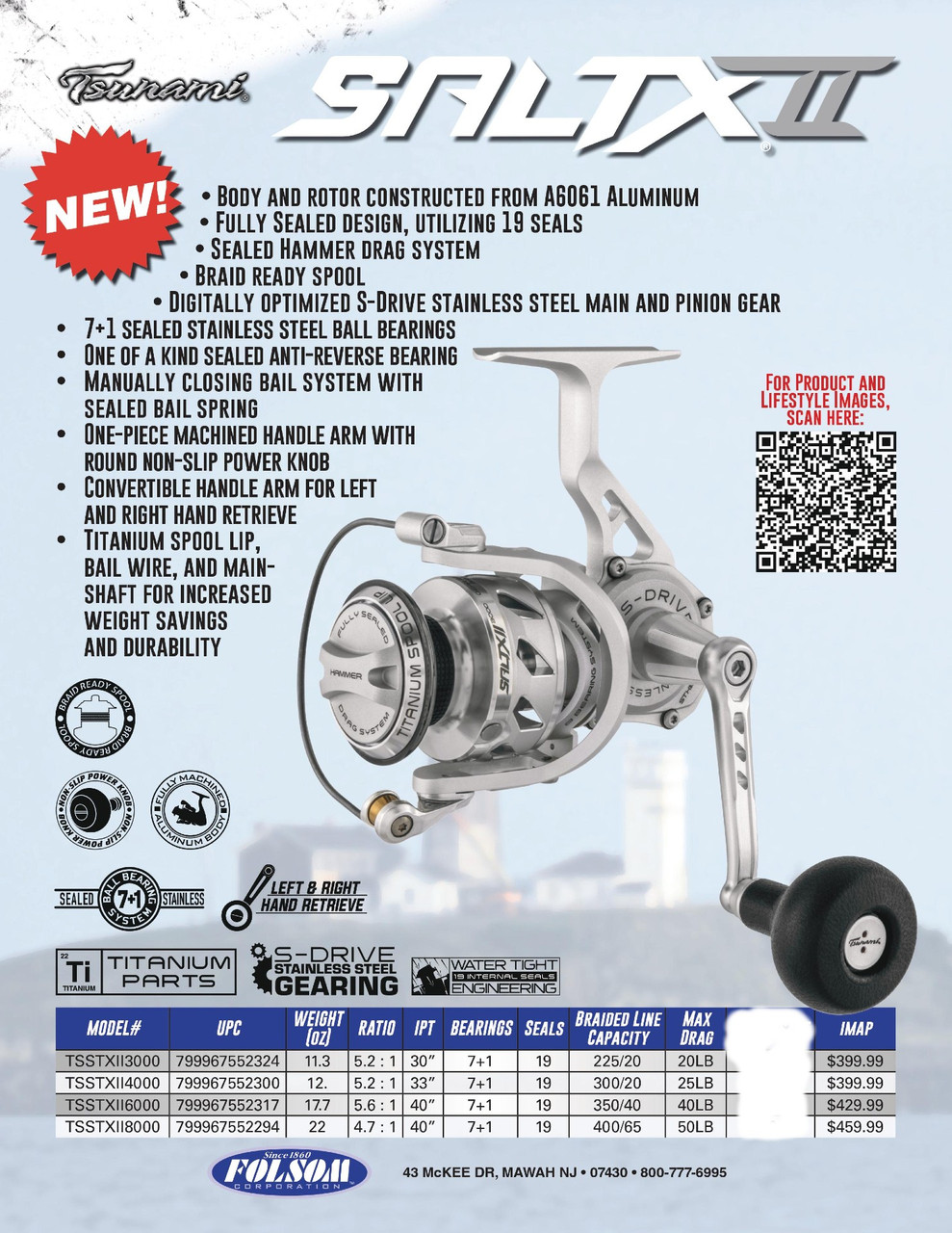 Tsunami SaltX II 2 Spinning Reel 6000 TSSTXII6000 - Canal Bait and