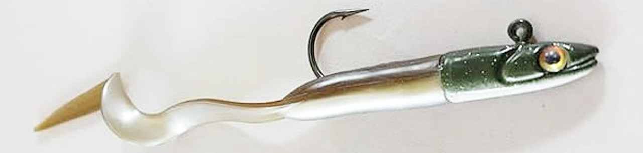 Bill Hurley Cape Cod Sandeel Swimming Curly Tail 7" 1oz Olive (1 Head/6 Tails)