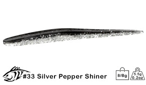 Lunker City Sluggo Silver Pepper Shiner 4.5 Inch 8 Tails