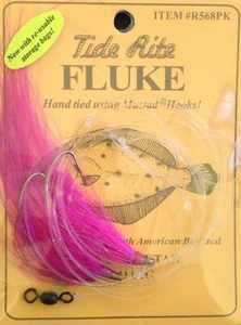 Tide Rite Fluke Flounder Hook Rig Setup R568 Hi-Lo Double Bucktail Pink