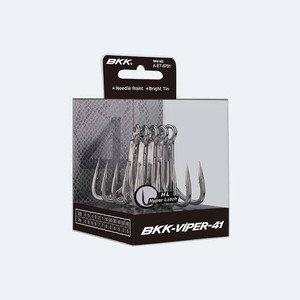 BKK Viper-41 4X strong treble replacement hook package with bright tin finish for saltwater lures