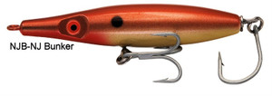 Super Strike Bullet 5 1/4 inch 1 5/8 oz floating needlefish surf plug with hooks for striped bass NJ Bunker