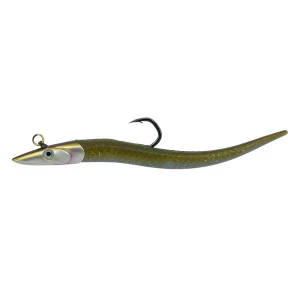 Hogy Lures 6oz 11 inch Tuna Harness Jig pre-rigged soft plastic tuna lure side view  Olive