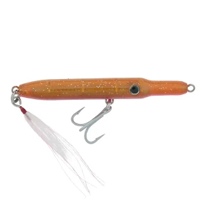 Hogy Lures Charter Grade Perfect Stubby Needlefish 5 inch 2oz fishing lure in translucent finish Amber