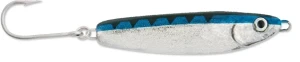 Luhr-Jensen Crippled Herring casting spoon, 1/2 oz metal jig lure shown against a clean background chrome blue