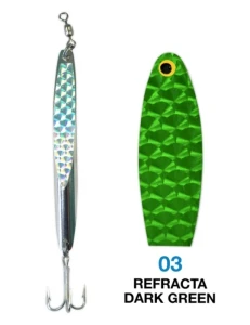 Deadly Dick Long Treble Dark Green Refracta Metal Jig Lure for Freshwater & Saltwater Fishing