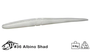 Lunker City 4.5 Inch Slug-Go Stickbait Soft Lure (8 Count) – Bass & Saltwater Jerkbait Albino Shad Pearl White