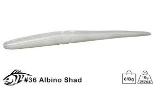 Lunker City 6.5 Inch Slug-Go Stickbait Soft Lure (8 Count) – Bass & Saltwater Jerkbait Albino Shad Pearl White