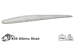 Lunker City 7.5 Inch Slug-Go Stickbait Soft Lure (8 Count) – Bass & Saltwater Jerkbait Albino Shad White
