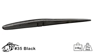 Lunker City 12 Inch Slug-Go Stickbait Soft Lure (2 Count) – Bass & Saltwater Jerkbait Black