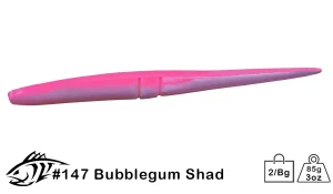 Lunker City 12 Inch Slug-Go Stickbait Soft Lure (2 Count) – Bass & Saltwater Jerkbait Bubblegum Shad