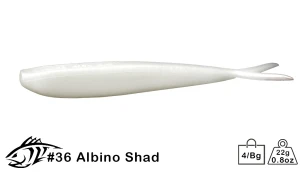 Lunker City Fin-S Fish 7" Fork tail Baits (5 Pack) Albino Shad Pearl White