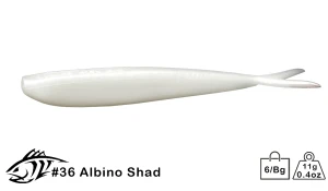Lunker City Fin-S Fish 5.75" Soft Plastic Baits (5 Pack) Albino Shad Pearl White