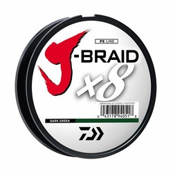 Daiwa J-Braid x8 Dark Green Braided Line – 300 Yd Spool (20lb, 30lb, 40lb, 50lb)