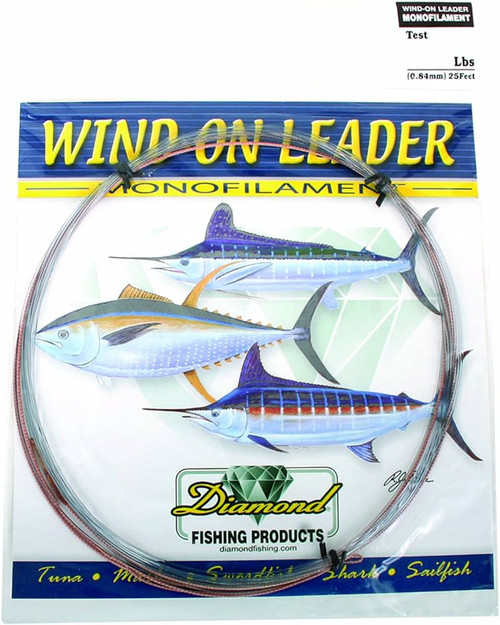 Momoi Diamond Monofilament Wind On Leader Smoke Blue 200 Pound 25 feet