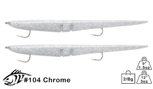 Lunker City Tandem Rigged Sluggo Chrome 12" 2 Tails
