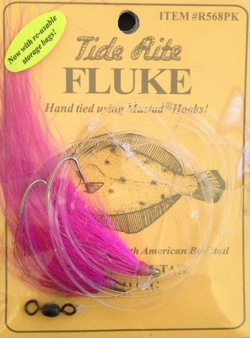 Tide Rite Fluke Flounder Hook Rig Setup R568 Hi-Lo Double Bucktail Pink