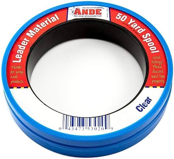 Clear 50-yard wrist spool of Ande premium monofilament fishing leader material