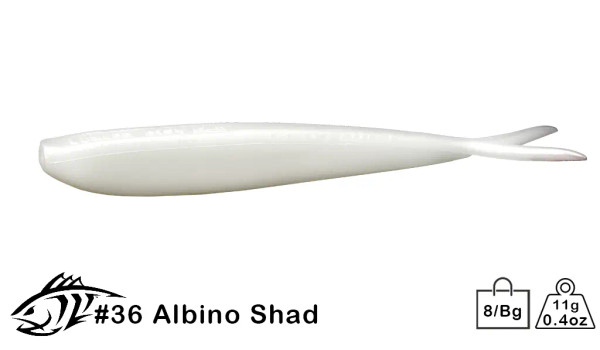 Lunker City Fin-S Fish Albino Shad White 5.75" 8 Tails