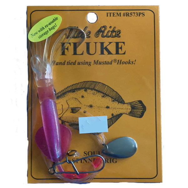 Tide Rite Fluke Flounder Hook Rig Setup R573 Jumbo Squid Spinner Pink