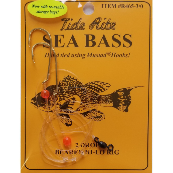 Tide Rite Black Seabass Hi-lo Hook Rig Setup R465-2/0 (Size 2/0 Hook)