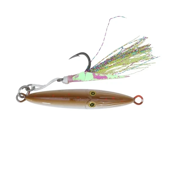 Hogy Lures 3.5 oz 4.5-inch Squinnow metal casting and vertical jigging lure with dual-taper belly and teaser assist hook Olive Crab