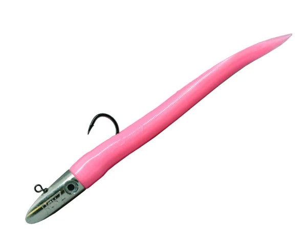 RonZ Lures 10 inch 6.5 oz Big Game HD rigged soft plastic lure with heavy-duty swing hook for offshore tuna fishing Pink
