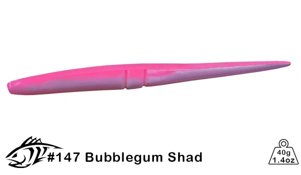 Lunker City 9 Inch Slug-Go Stickbait Soft Lure (3 Count) – Bass & Saltwater Jerkbait Bubblegum Shad
