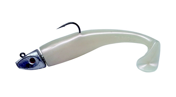 Al Gags Whip It Fish Pearl White 4" 3/4oz (1 Head / 2 Tails)