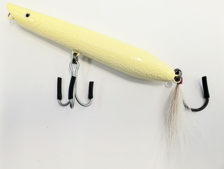 Canal Tackle® Canal Bullet Lure Pencil Popper 6" 3.5oz Bone White (Bucktail Hook)