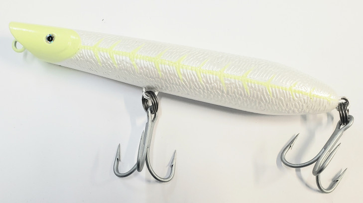 Canal Tackle® Canal Bullet Lure Pencil Popper 6" 3.5oz Ghost White (Treble Hooks)