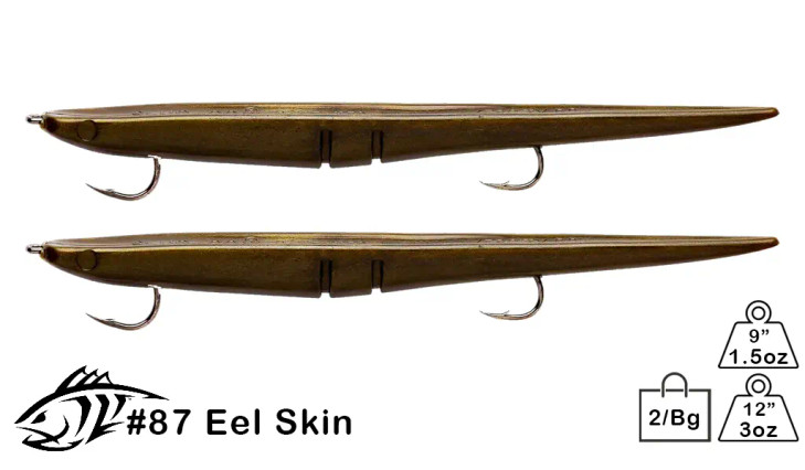 Lunker City Tandem Rigged Sluggo Eel Skin 12" 2 Tails