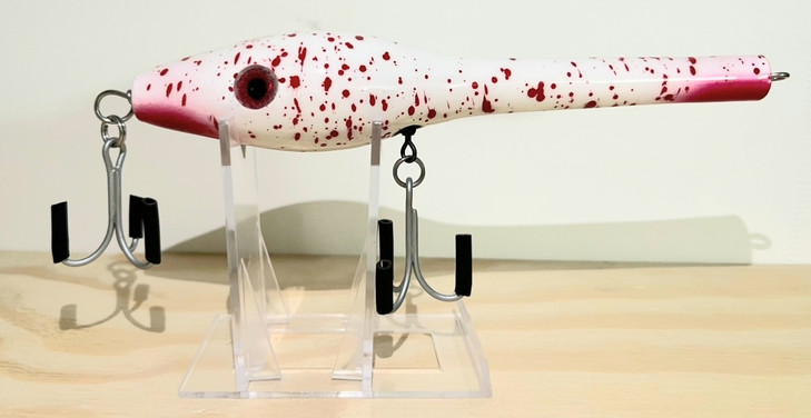 J and A Protran Pencil Popper Wood Floating 8 Inch 3.5oz White Bloodsplatter