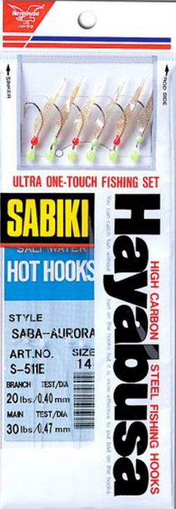 Hayabusa Sabiki S511-12 (6 Hooks-30lb Main line-20lb Branch Line)