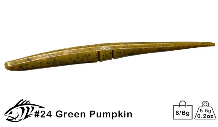 Lunker City Sluggo Green Pumpkin 4.5 Inch 8 Tails