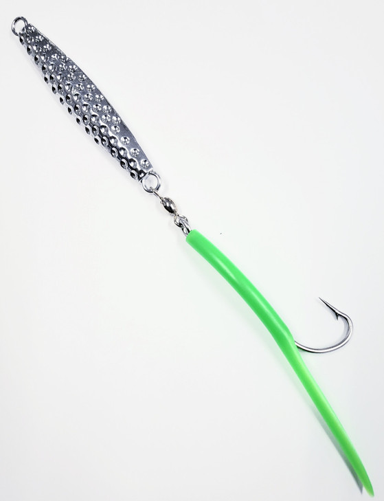 Run Off Lures Hammer Diamond Jig 4oz Chrome Silver Green Tube