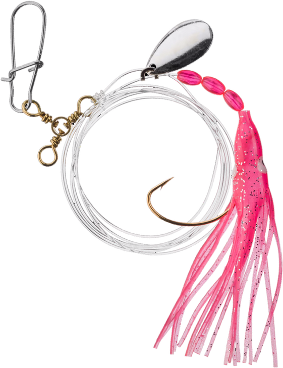 Tide Rite Fluke Flounder Hook Rig Setup R563 Squid Spinner Pink