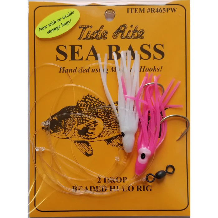 Tide Rite Black Seabass Hi-lo Hook Rig Setup R465PW (Size 1/0 Hook) Pink White