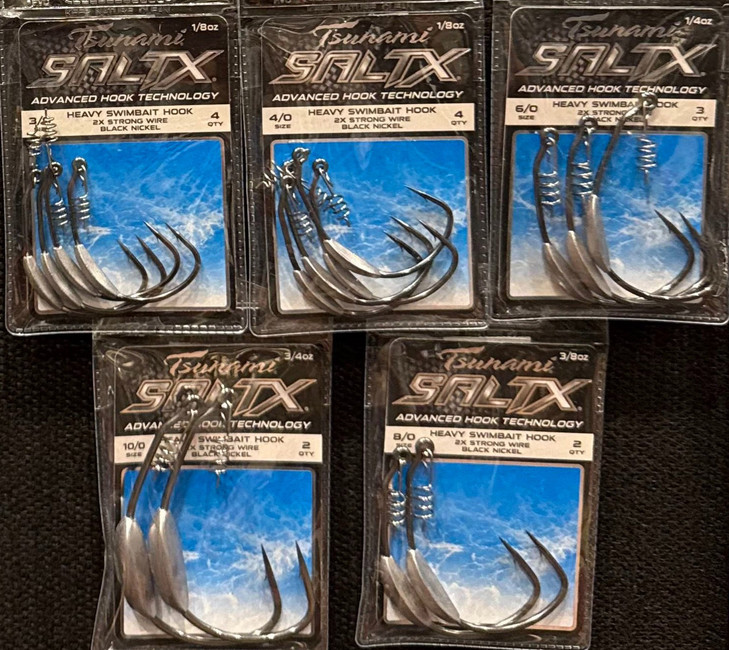 Tsunami Saltx Heavy Swimbait Hooks 4/0 1/8oz (4 Hook Pack)